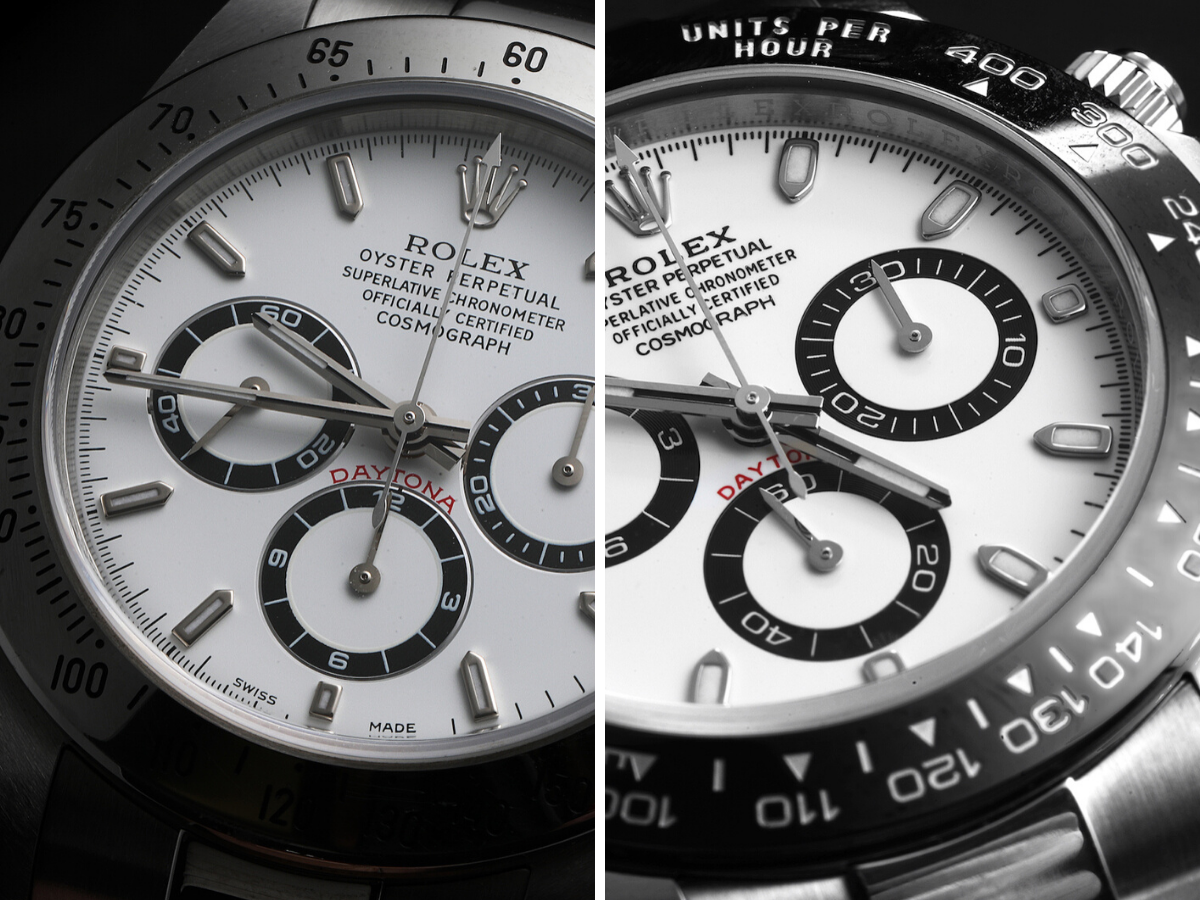Daytona ceramic bezel vs metal bezel replica comparison