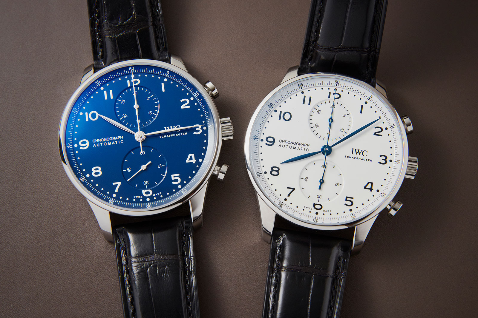 IWC Portugieser blue dial and white dial editorial comparison