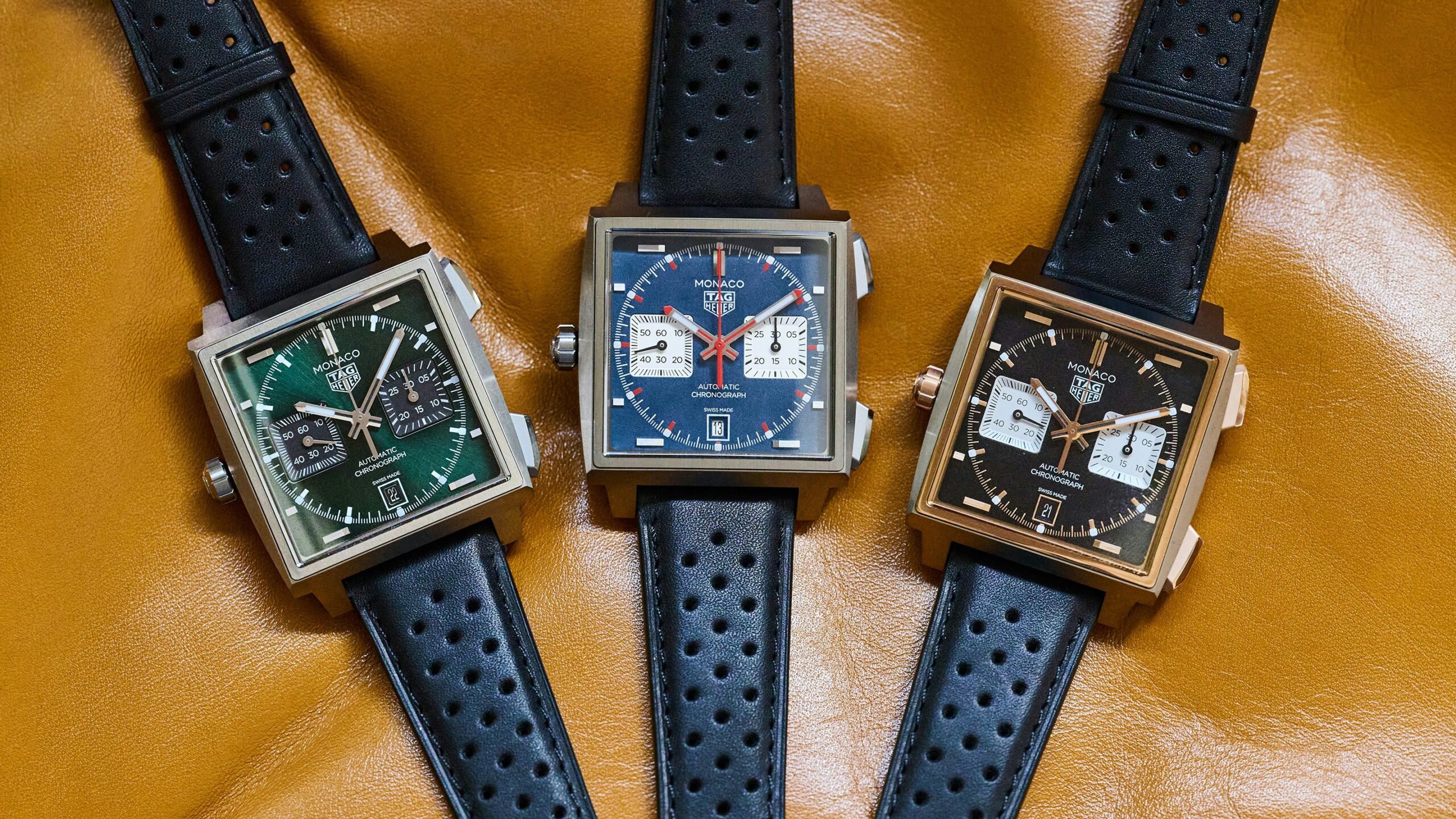 TAG Heuer Monaco blue dial and black dial visual comparison