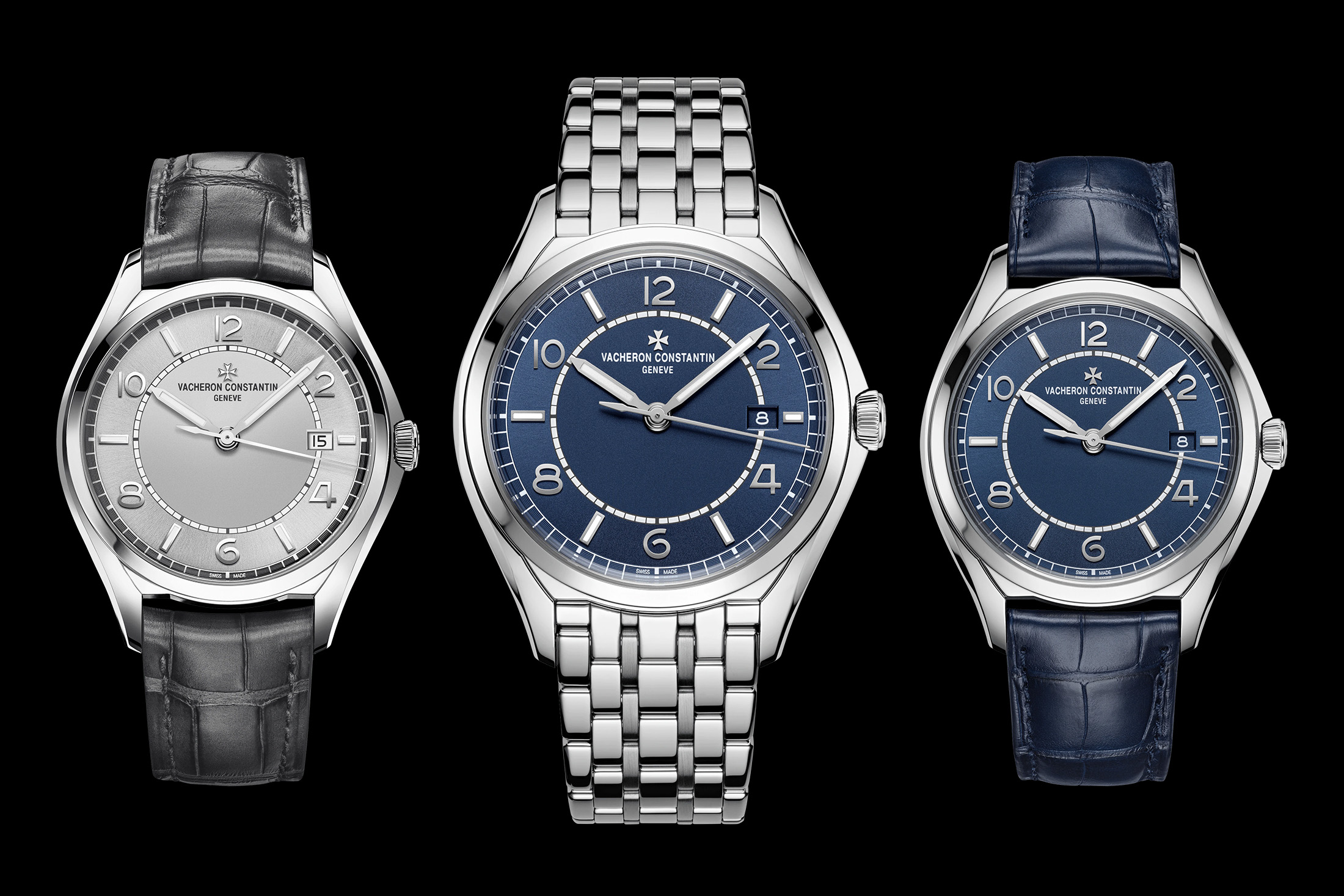 Vacheron Constantin Fiftysix silver dial and blue dial watches side by side