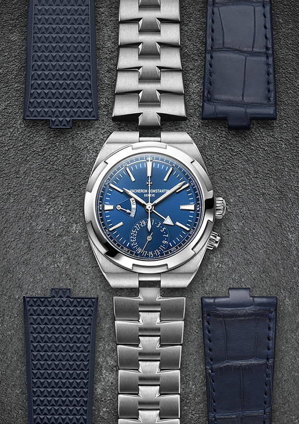 Vacheron Constantin Overseas with steel bracelet, rubber strap and leather strap options